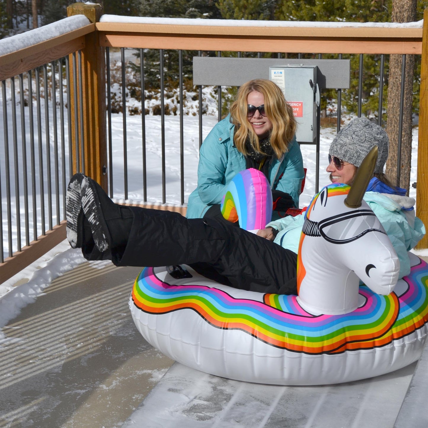 GoFloats Winter Snow Tube - Inflatable Sled for Kids and Adults - Unicorn