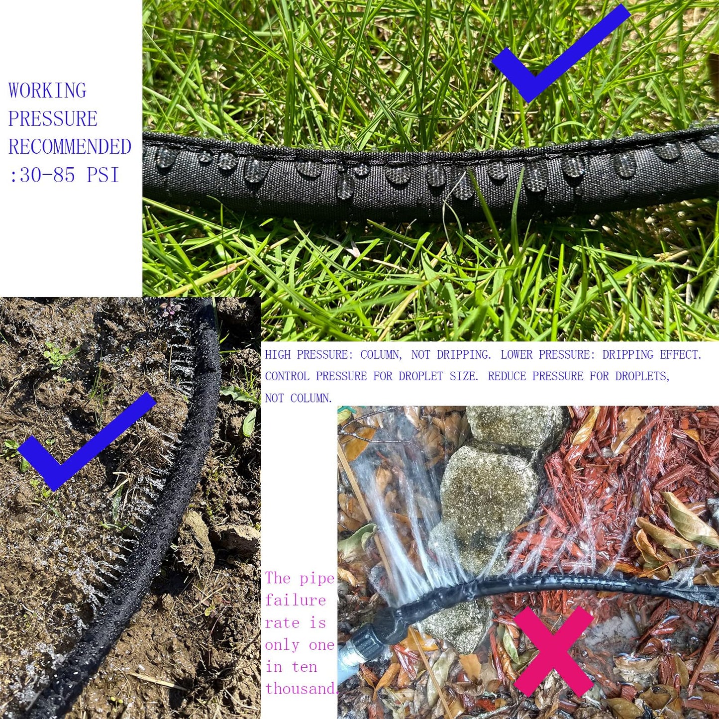 2024 Flat Soaker Hose 100 ft for Garden, 100' (50ft x 2) Linkable Drip Hose Diy