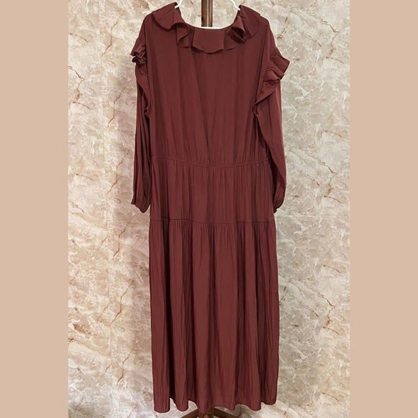Universal Thread Maxi Dress Long Sleeve Ruffle Maxi A-Line Dress