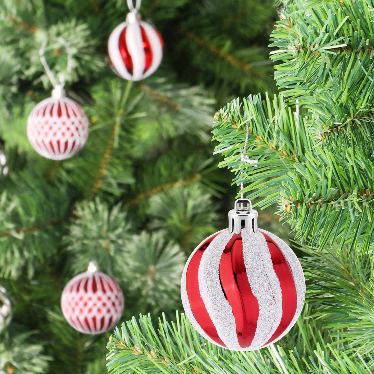 24pcs 2.36'' Christmas Tree Balls Ornaments Shatterproof Colorful Glittering