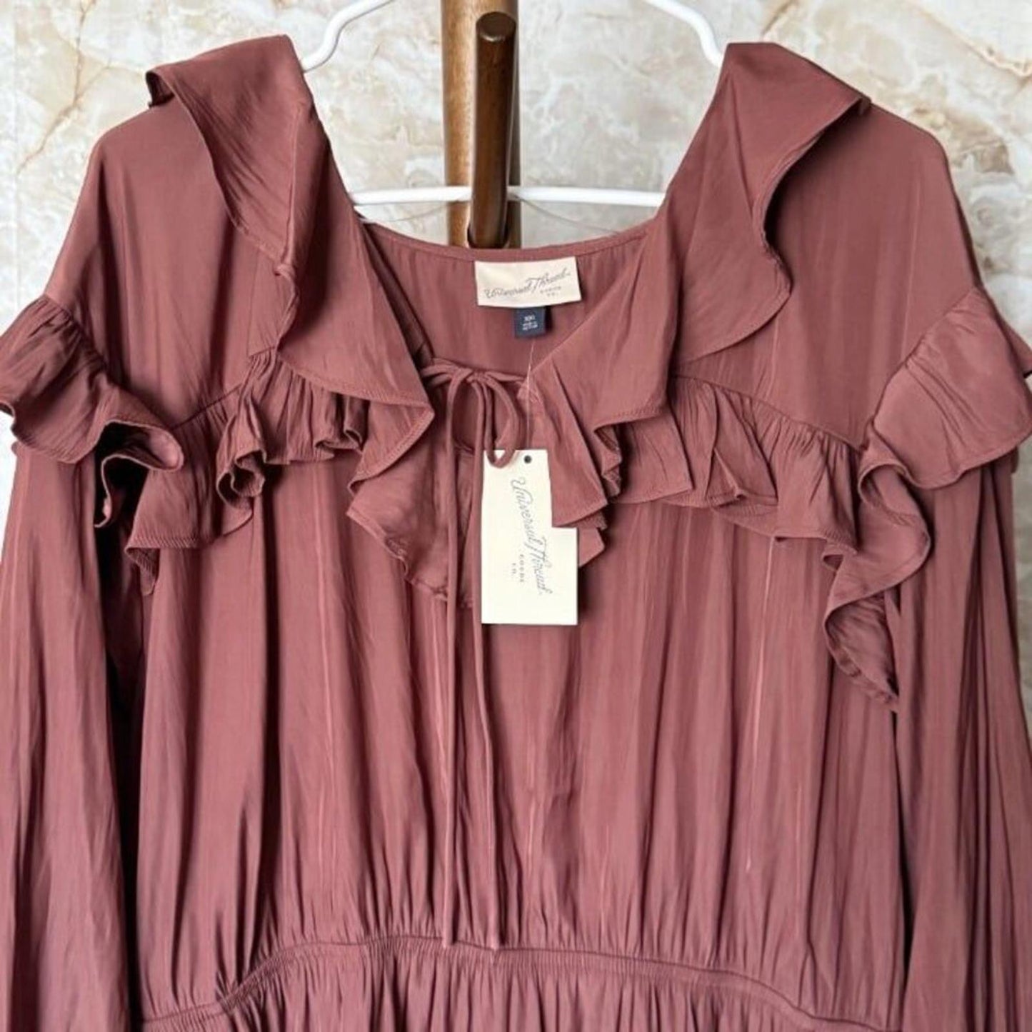 Universal Thread Maxi Dress Long Sleeve Ruffle Maxi A-Line Dress