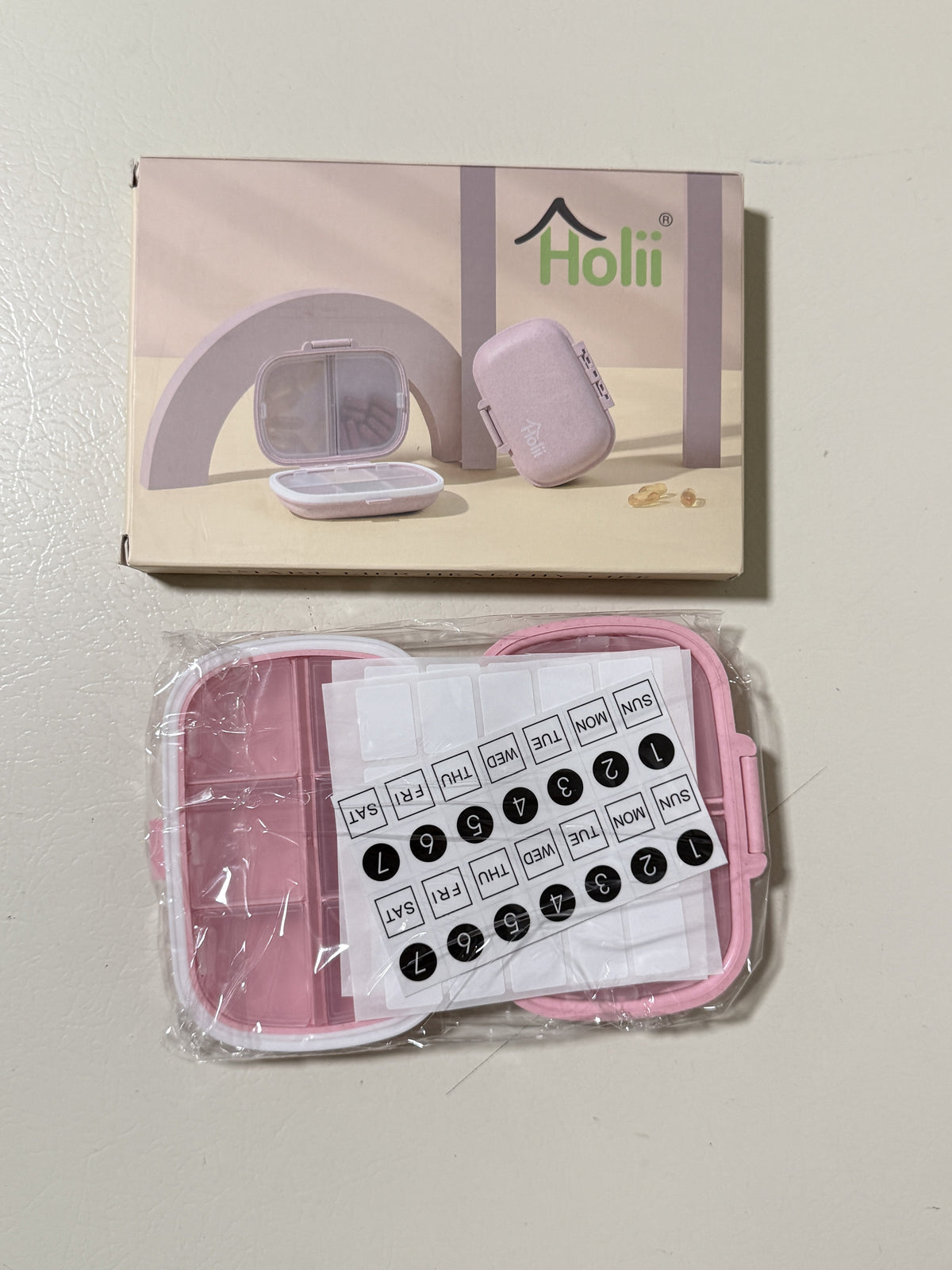 Daily Pill Organizer Pink 8 Compartment Travel Medicine Case Weekly