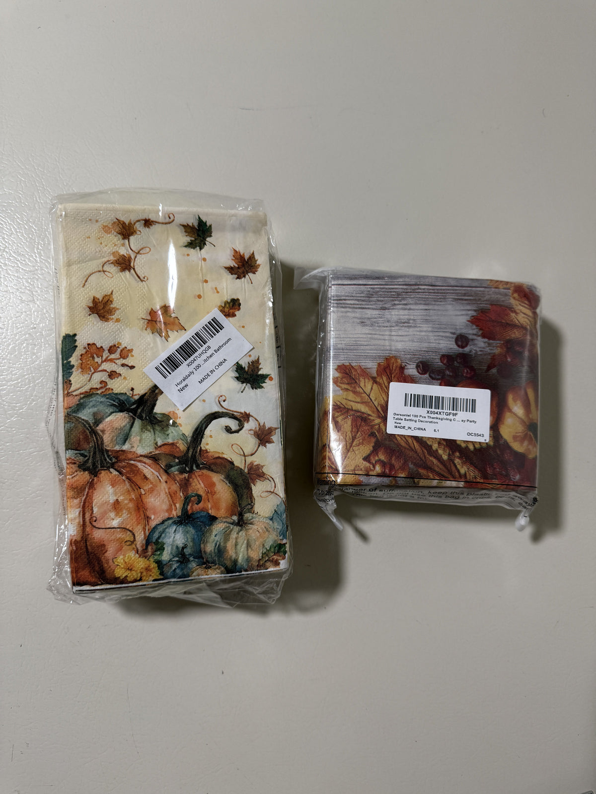 Thanksgiving Paper Napkin Set 200 Count Cocktail and Guest Towel Pumpkin Fall
