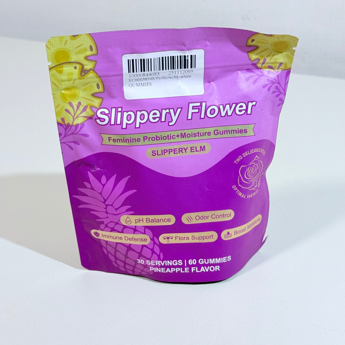 Feminine Probiotic + Moisture Gummies Slippery Elm Pineapple 60 Gummies 30 Servings EXP 10/2027