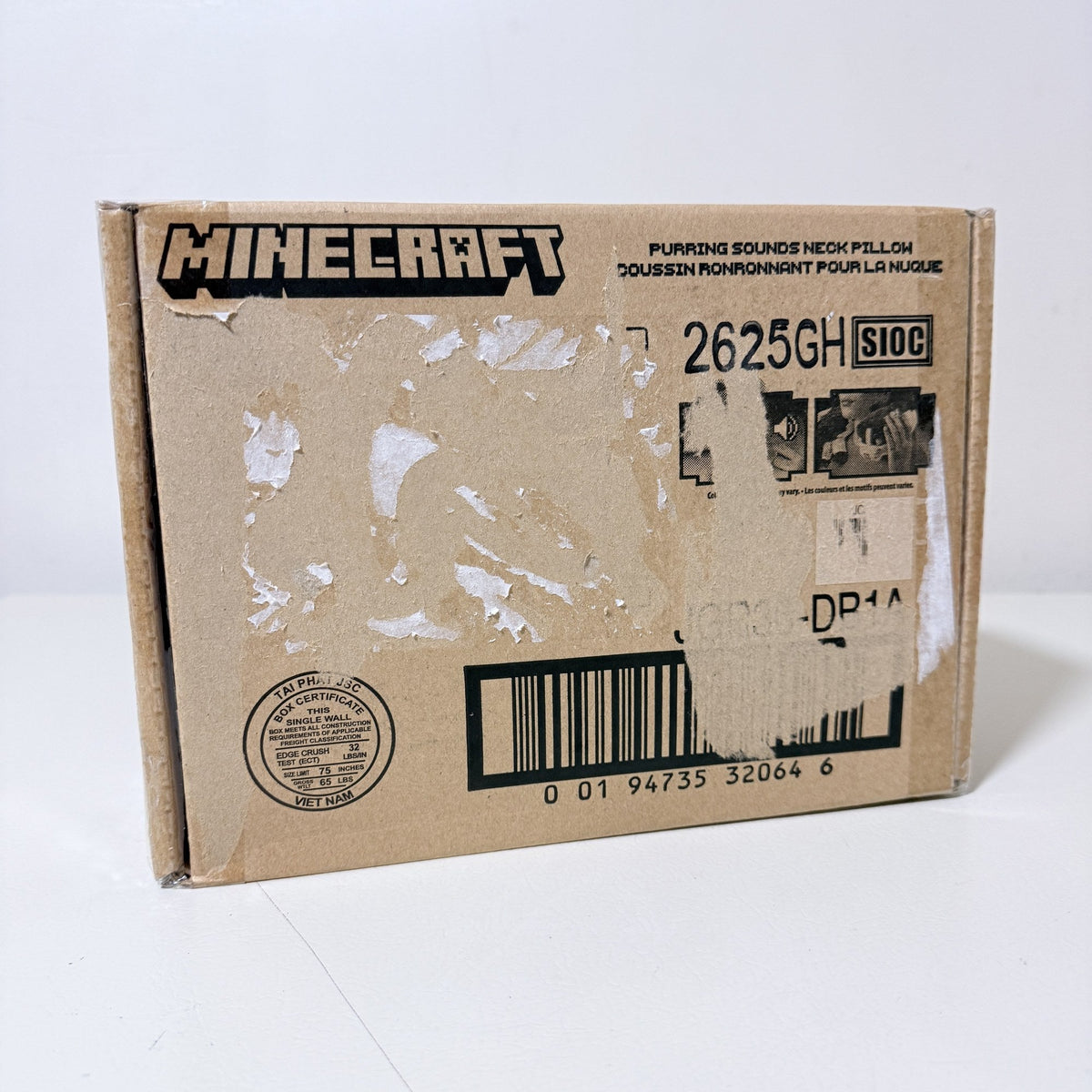 Minecraft Cat Plush Neck Pillow Purring Sounds Travel Toy Gray White