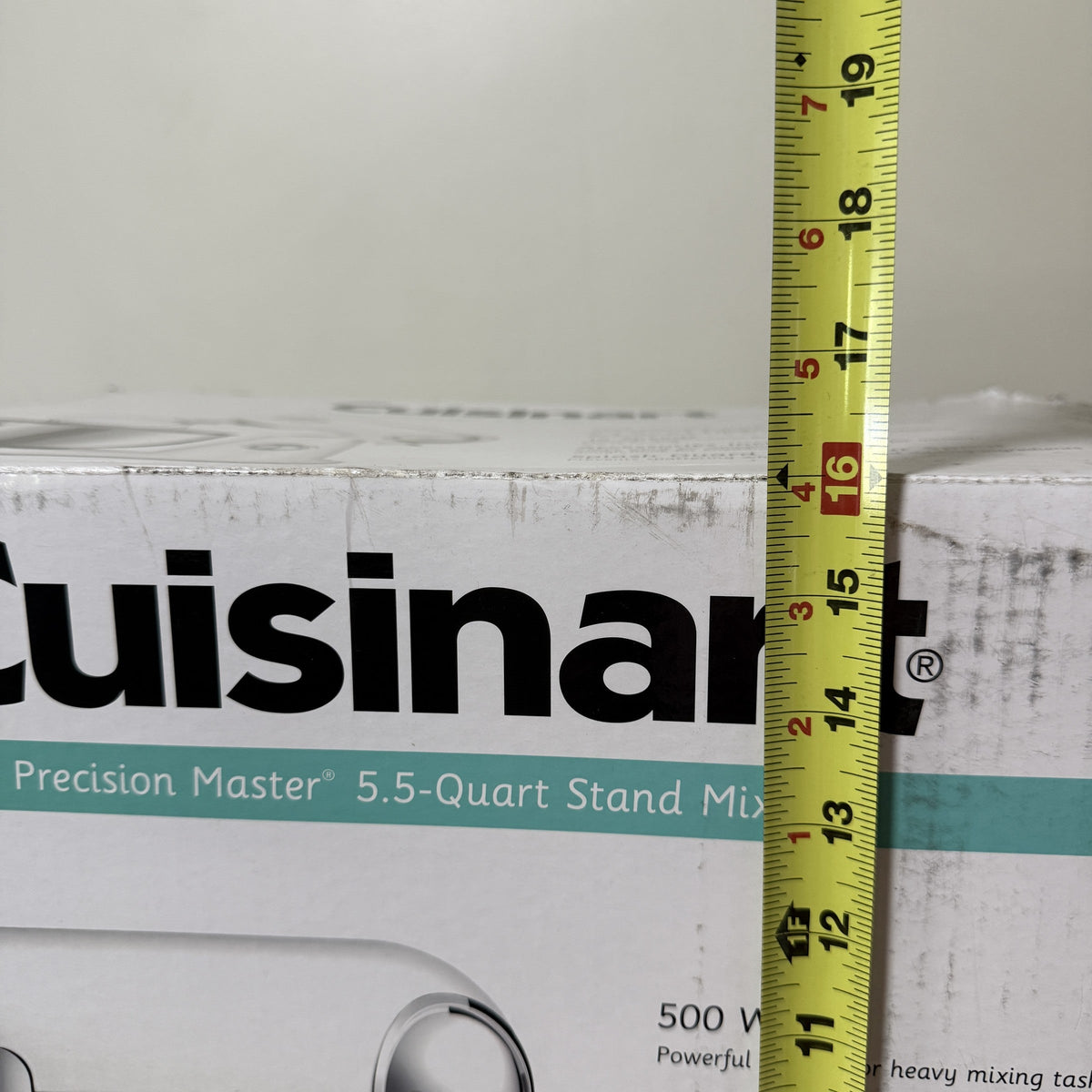 Cuisinart SM-50 box height measured with a tape measure