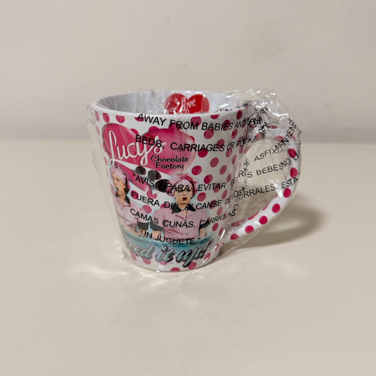 I Love Lucy Chocolate Factory Ceramic Mug, Pink Polka Dot - view 1 of 7