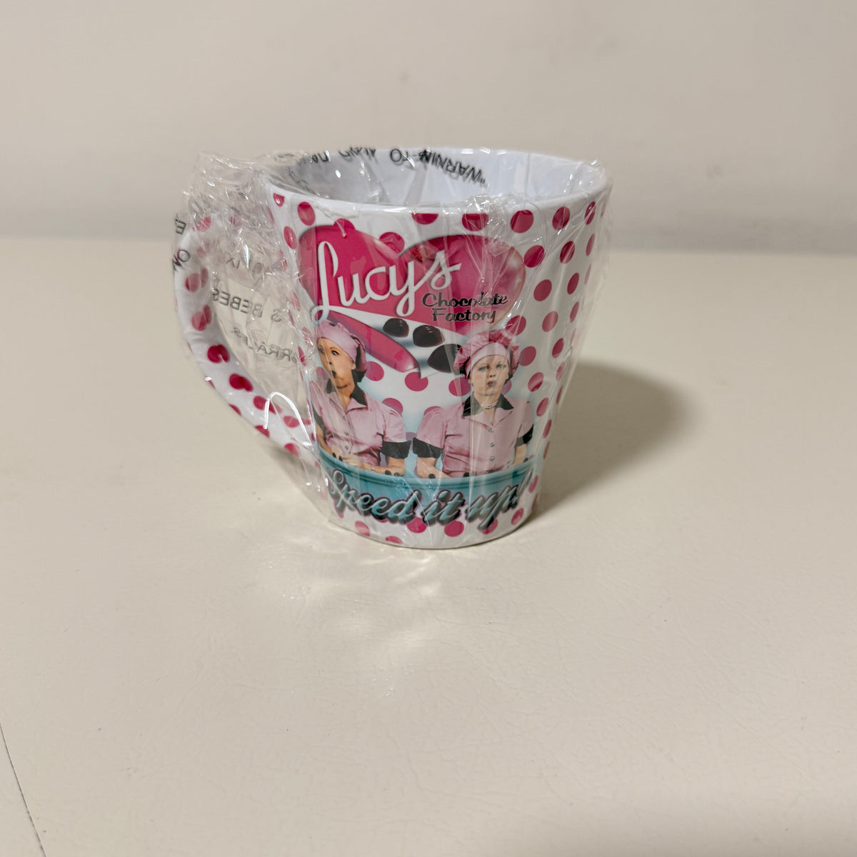 I Love Lucy Chocolate Factory Ceramic Mug, Pink Polka Dot - view 4 of 7