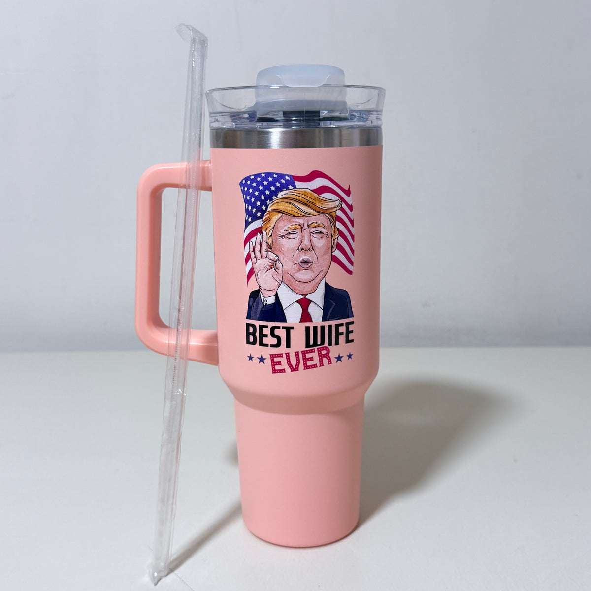 Best Wife Ever 40 oz Insulated Tumbler with Handle and Straw, Pink - view 1 of 11