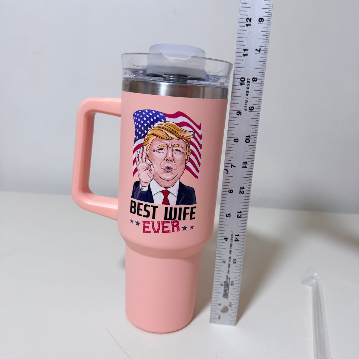 Best Wife Ever 40 oz Insulated Tumbler with Handle and Straw, Pink - view 7 of 11