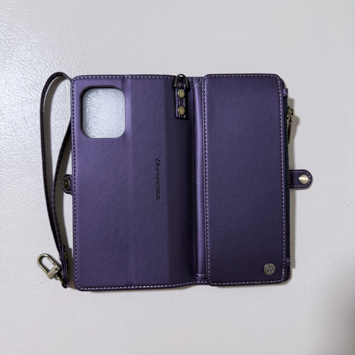 Moto G 5G 2025 Wallet Case with Card Slots and Wrist Strap, Purple - view 2 of 10