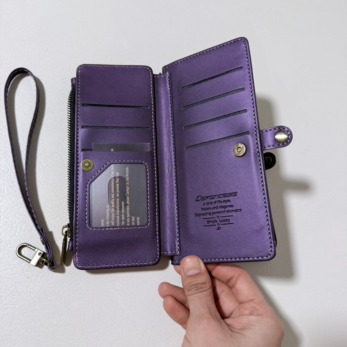 Moto G 5G 2025 Wallet Case with Card Slots and Wrist Strap, Purple - view 5 of 10