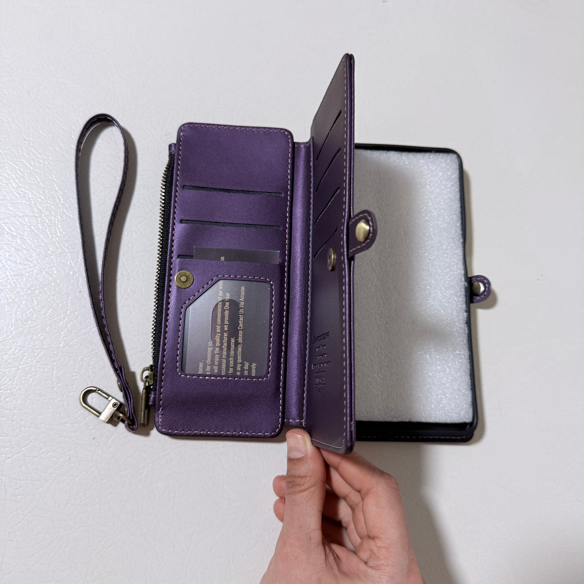 Moto G 5G 2025 Wallet Case with Card Slots and Wrist Strap, Purple - view 6 of 10