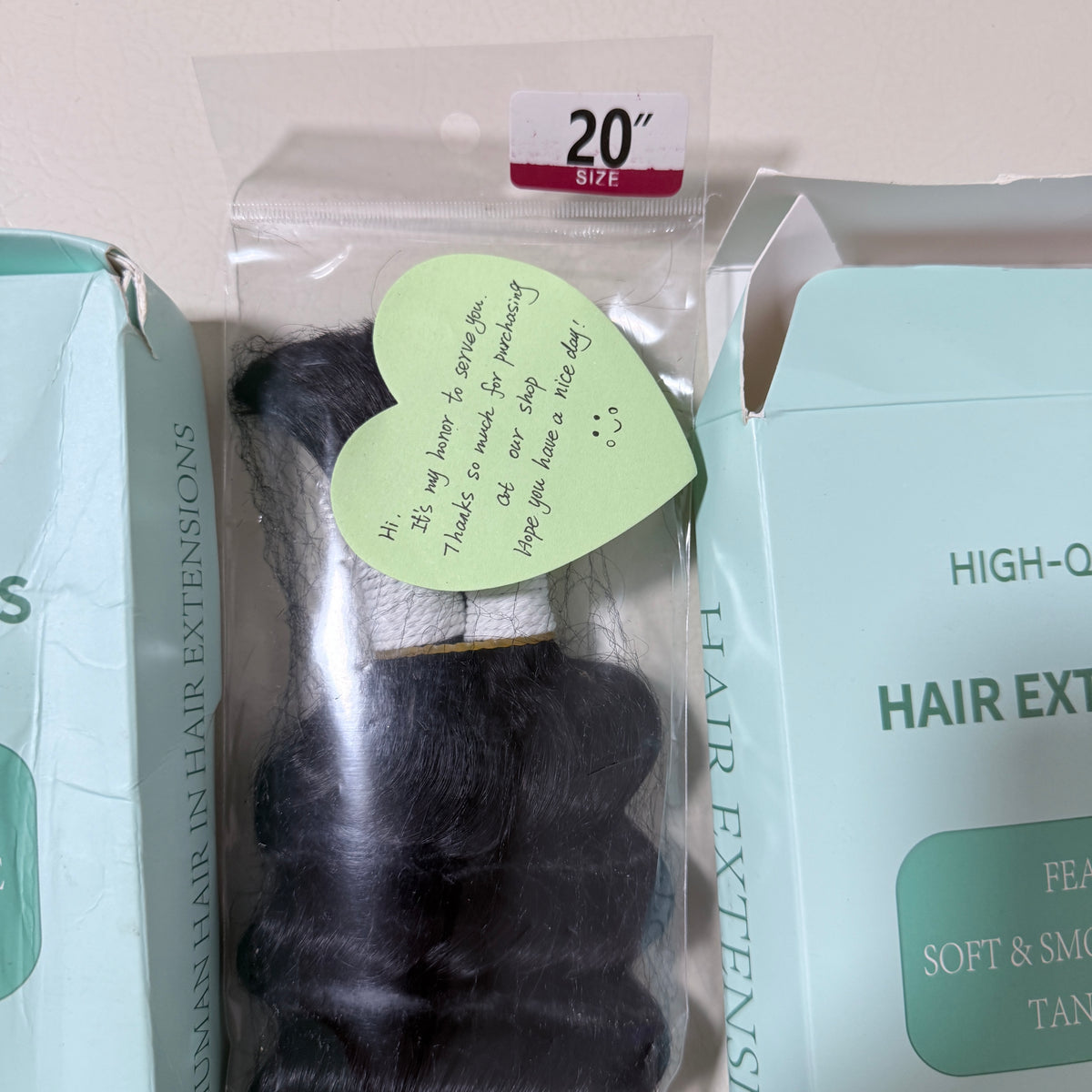 Human Hair Extensions 20 in, Loose Wave, Natural Black, Two Pieces - view 4 of 5
