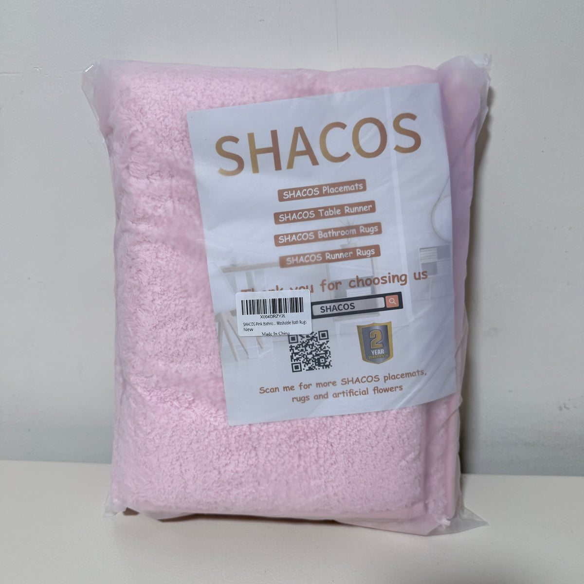 SHACOS Microfiber Bath Rug Set of 2, Pink, Non Slip Washable - view 2 of 4