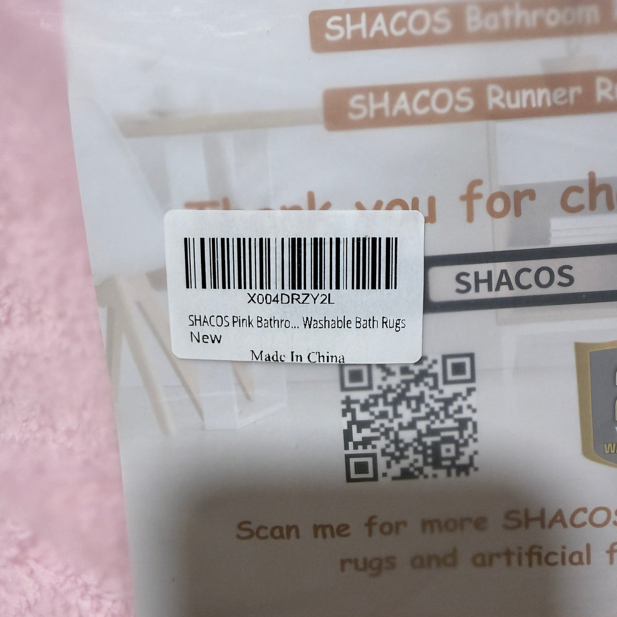 SHACOS Microfiber Bath Rug Set of 2, Pink, Non Slip Washable - view 3 of 4