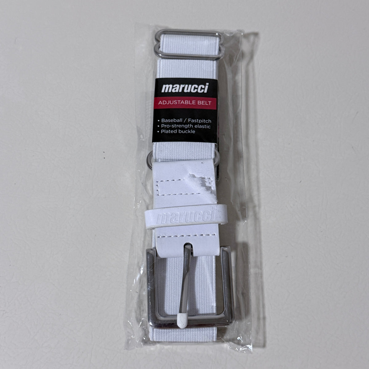 Marucci Adjustable Elastic Baseball Belt, Adult, White - view 1 of 6
