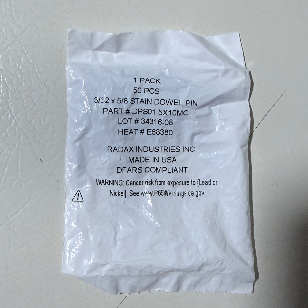 Radax Stainless Steel Dowel Pins 3/32 x 5/8 in, 50 Pack, Made in USA - view 4 of 5
