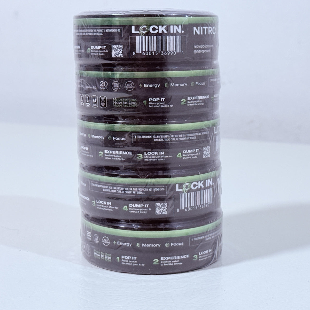 Nitro Spearmint Caffeine Pouches 100 mg, 5 Cans of 20, Exp 11/2027 - view 2 of 4