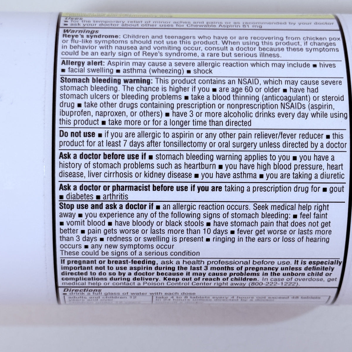 Chewable Low Dose Aspirin 81 mg, Orange, 1000 Tablets, Exp 12/2028 - view 3 of 6