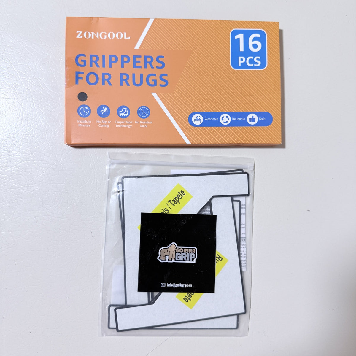 Gorilla Grip 4 Pack and ZONGOOL 16 Pc Rug Grippers Bundle, Black - view 2 of 2