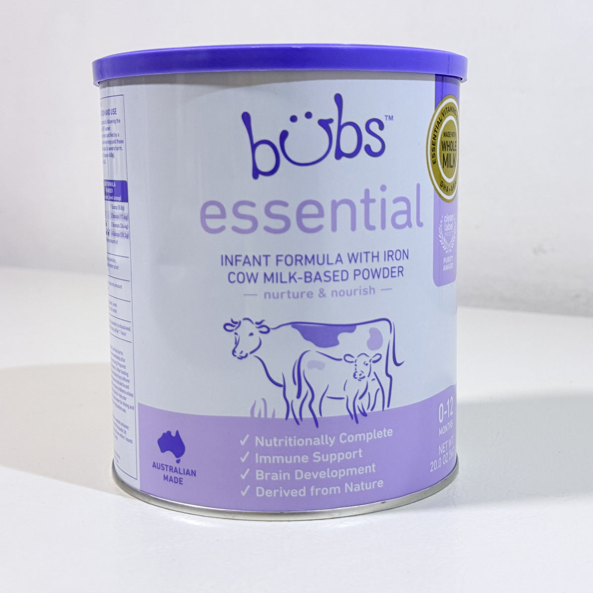Bubs Essential Infant Formula with Iron, Cow Milk, 20 oz, BB 08/2027 - view 1 of 8