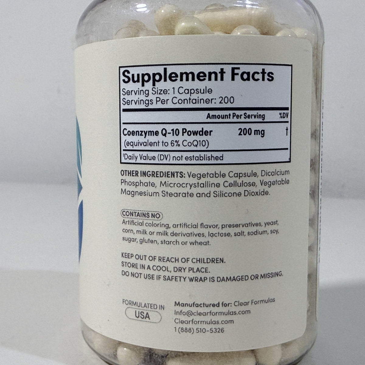 Clear Formulas CoQ-10 200 mg, 200 Capsules, Exp 01/2029 - view 2 of 4