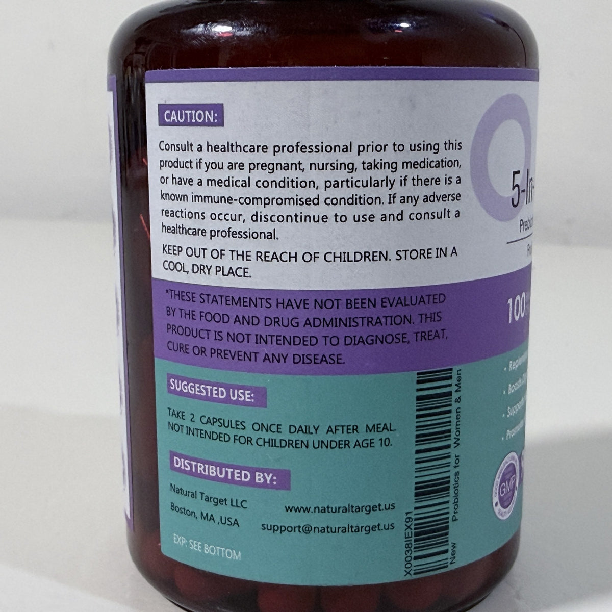 Nature Target 5-in-1 Probiotics 100 Billion CFU, 90 Caps, Exp 06/2028 - view 3 of 6