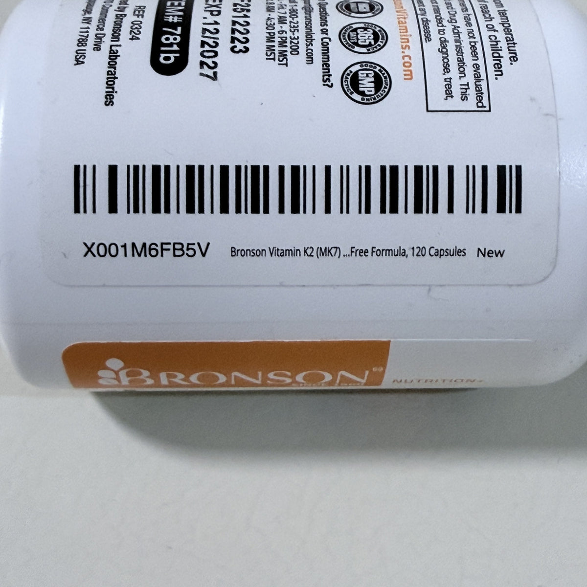 Bronson Vitamin K2 + D3 5000 IU, MK-7, 120 Capsules, Exp 12/2027 - view 4 of 4