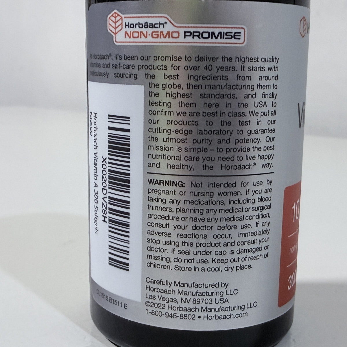 Horbaach Vitamin A 10,000 IU, 300 Softgels, Exp 08/2027 - view 3 of 5