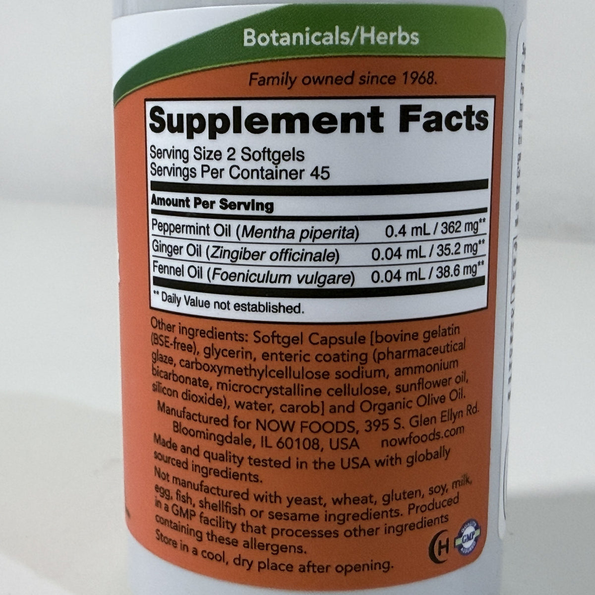 NOW Peppermint Gels with Ginger & Fennel Oils, 90 Softgels, BB 05/2029 - view 2 of 4