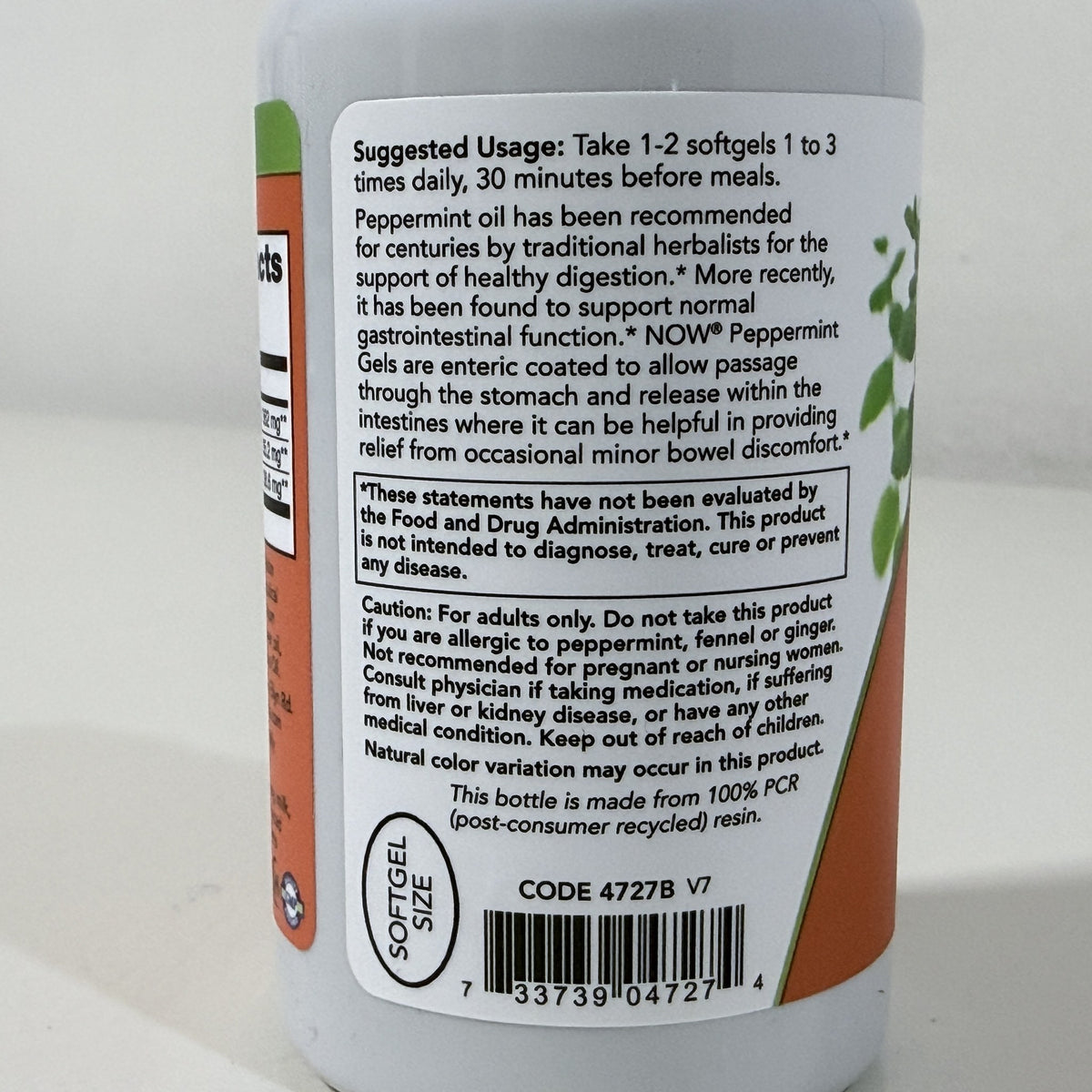 NOW Peppermint Gels with Ginger & Fennel Oils, 90 Softgels, BB 05/2029 - view 3 of 4