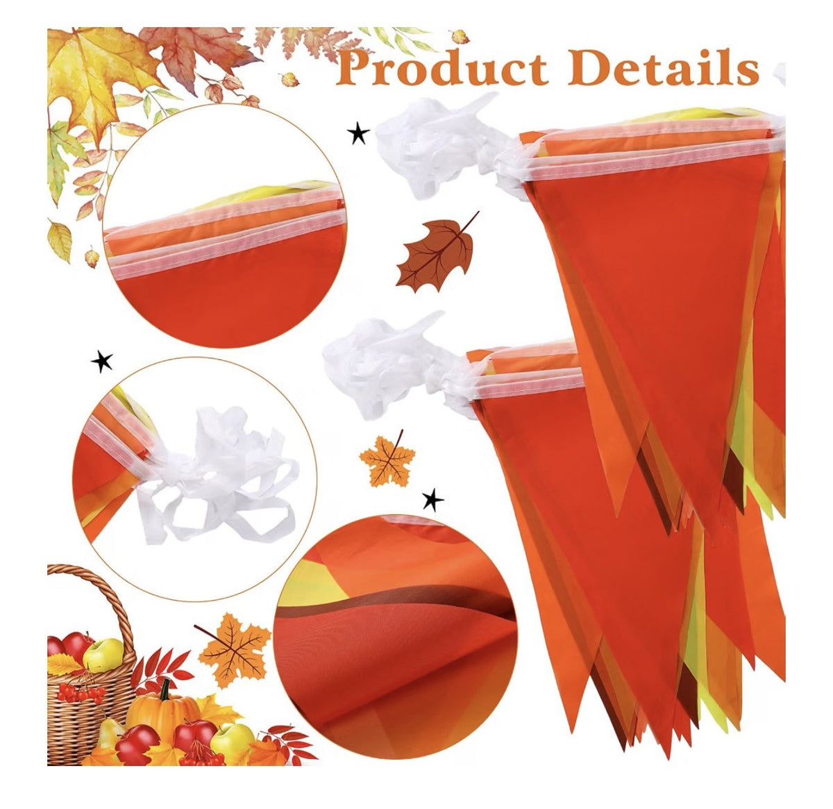 Fall Porch Banner Set with 164 ft Fall Pennant Banners, Scarecrow - view 5 of 10