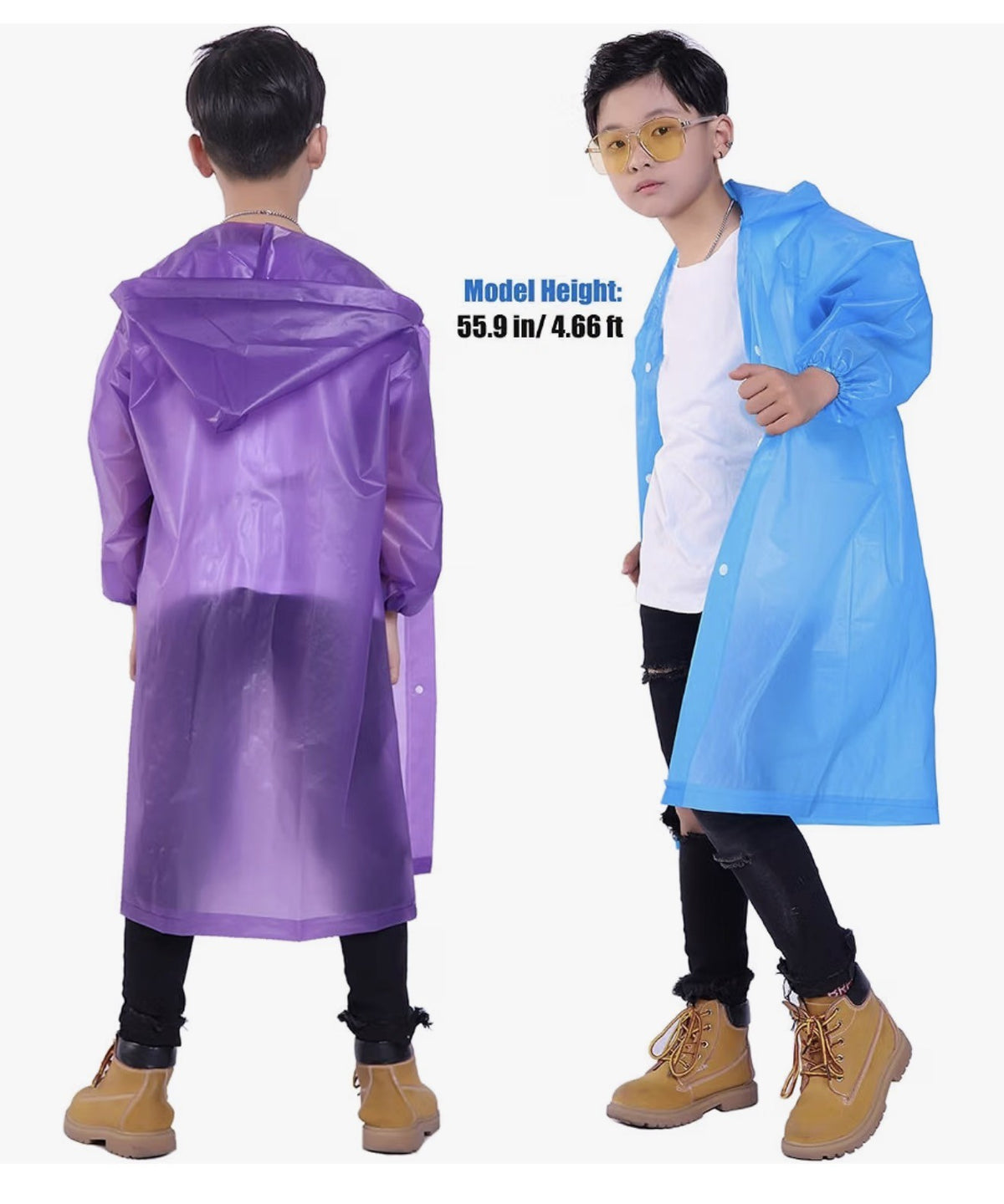 Kids EVA Raincoat with Hood, 2 Pack, Blue and Purple, One Size - view 1 of 6