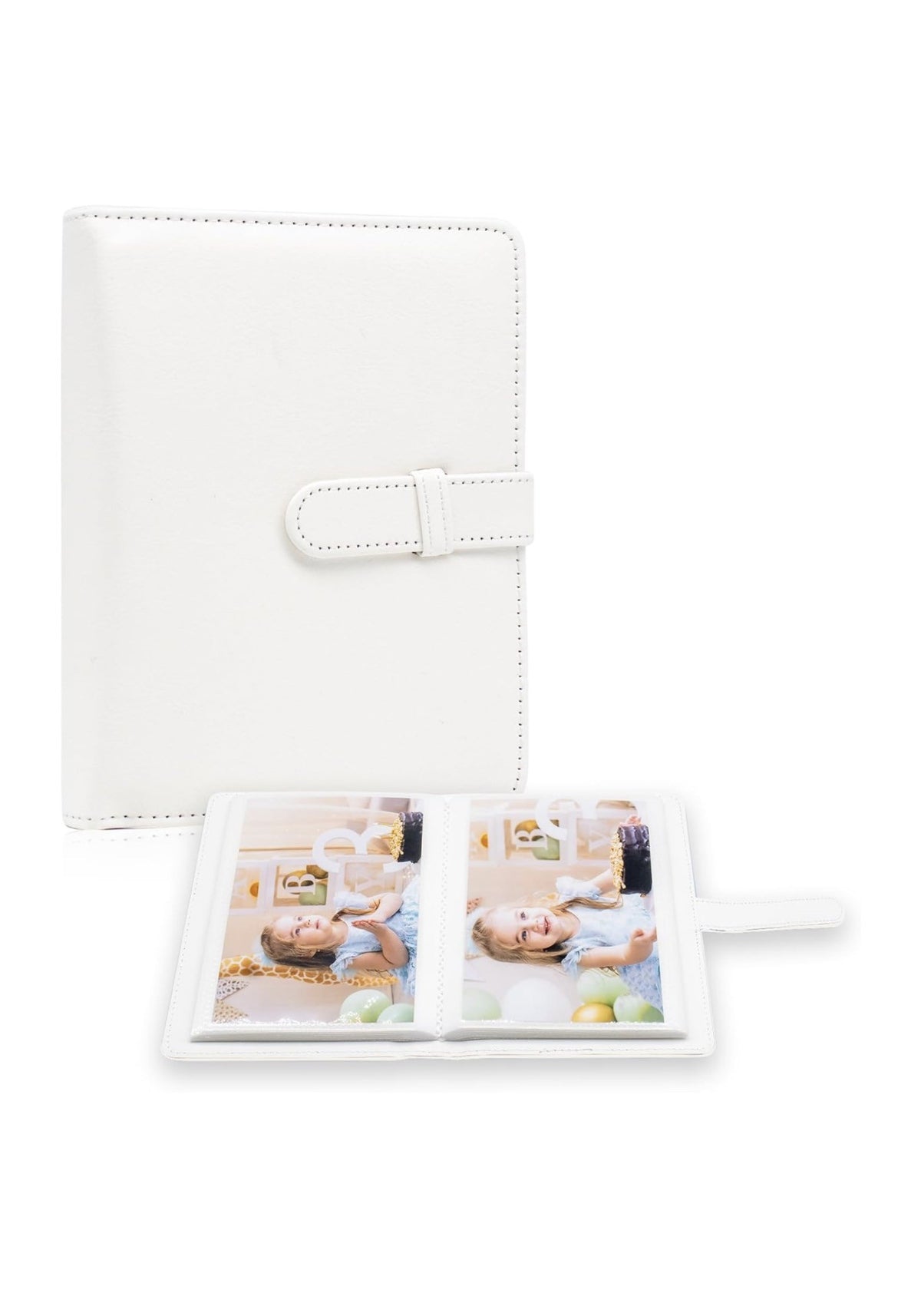 4x6 Photo Album, White Faux Leather with Snap Strap, Holds 68 Photos - view 1 of 10