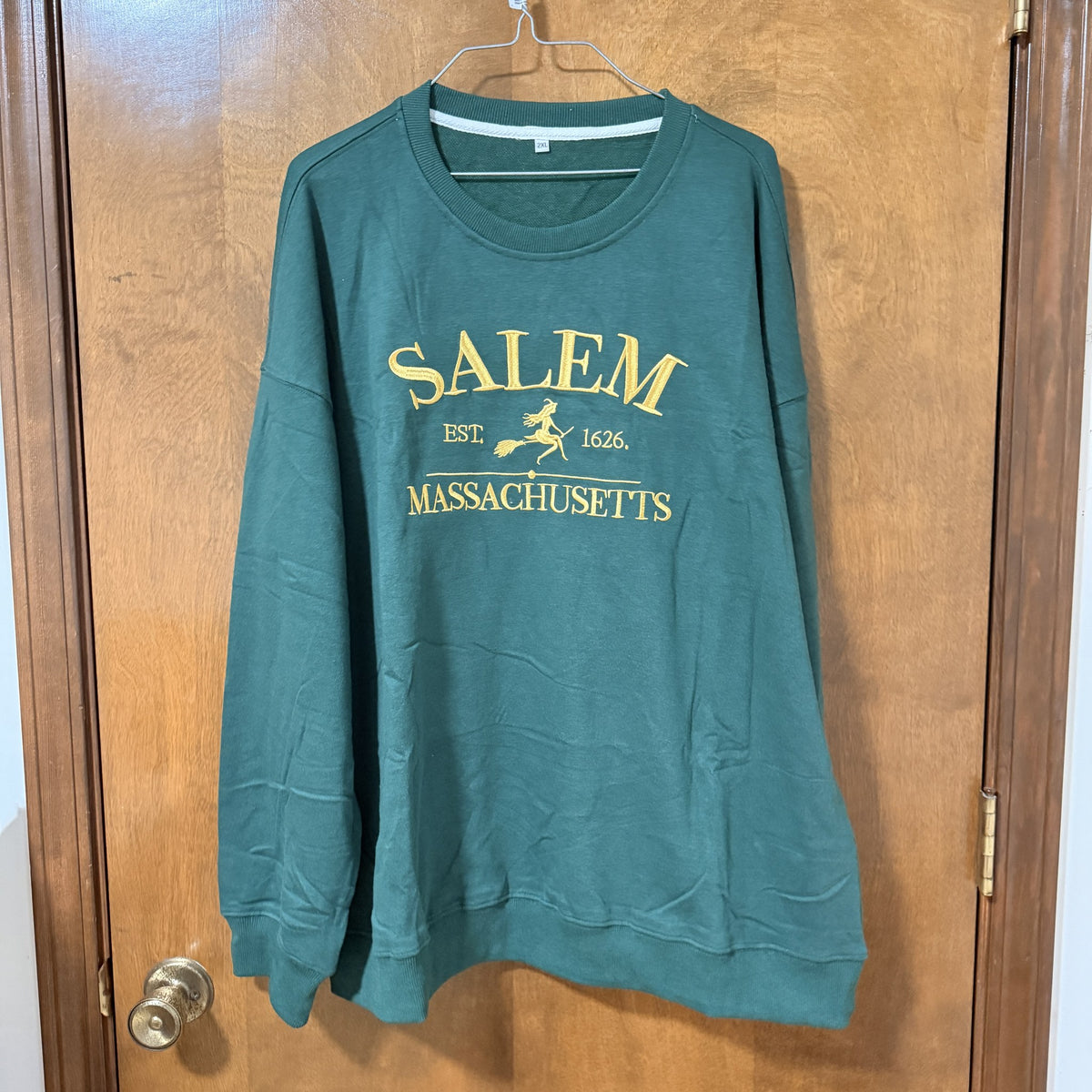 Salem Massachusetts Est. 1626 Embroidered Sweatshirt, Green, 2XL - view 1 of 8