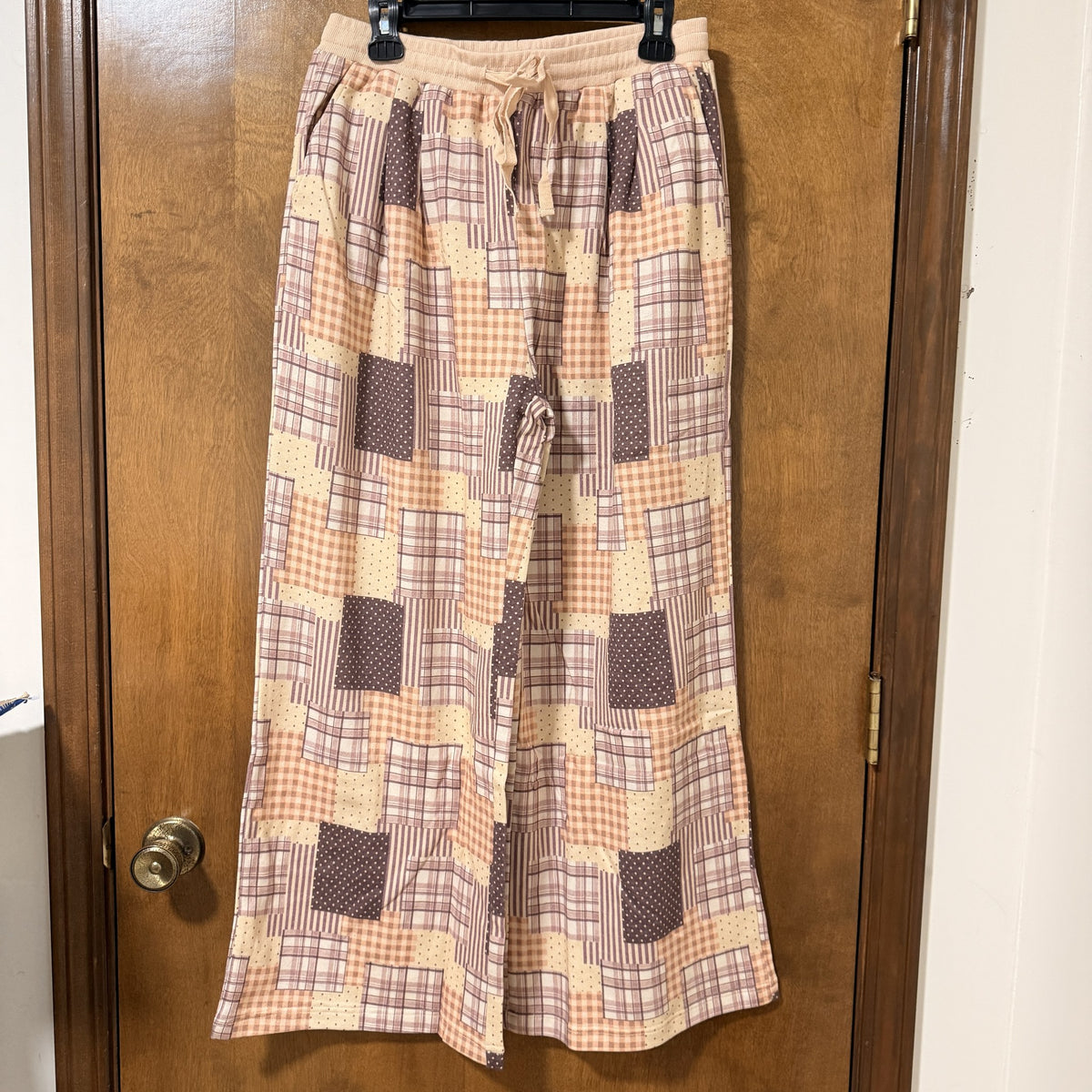 Rareraw Patchwork Half-Zip Sweatshirt and Wide Leg Pants Set, L - view 4 of 13