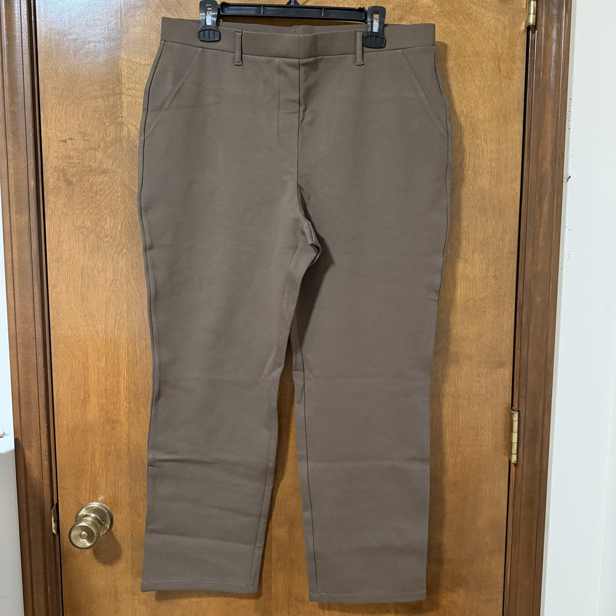 Quince Ultra-Stretch Ponte Straight Leg Pants, Dark Baltic Brown, XL - view 1 of 10