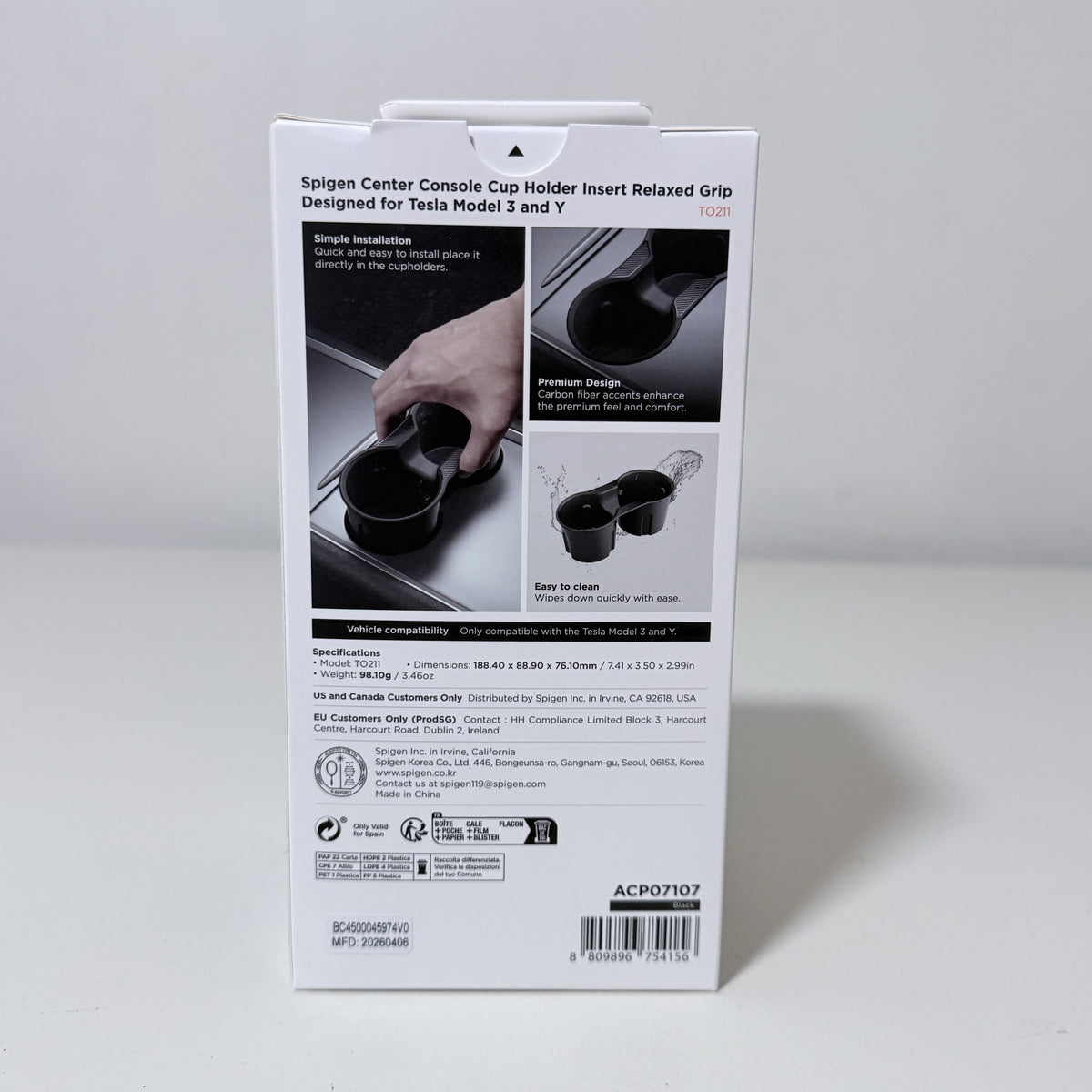 Spigen TO211 Cup Holder Insert for Tesla Model 3 and Model Y Black - view 3 of 7