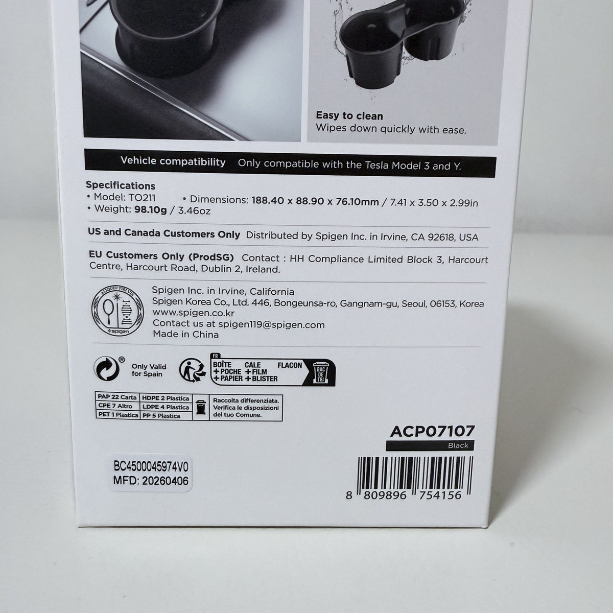 Spigen TO211 Cup Holder Insert for Tesla Model 3 and Model Y Black - view 5 of 7