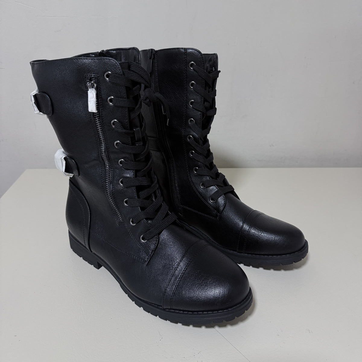 Dream Pairs Terran Black Lace-Up Combat Boots Women's 12 Mid Calf - view 2 of 9
