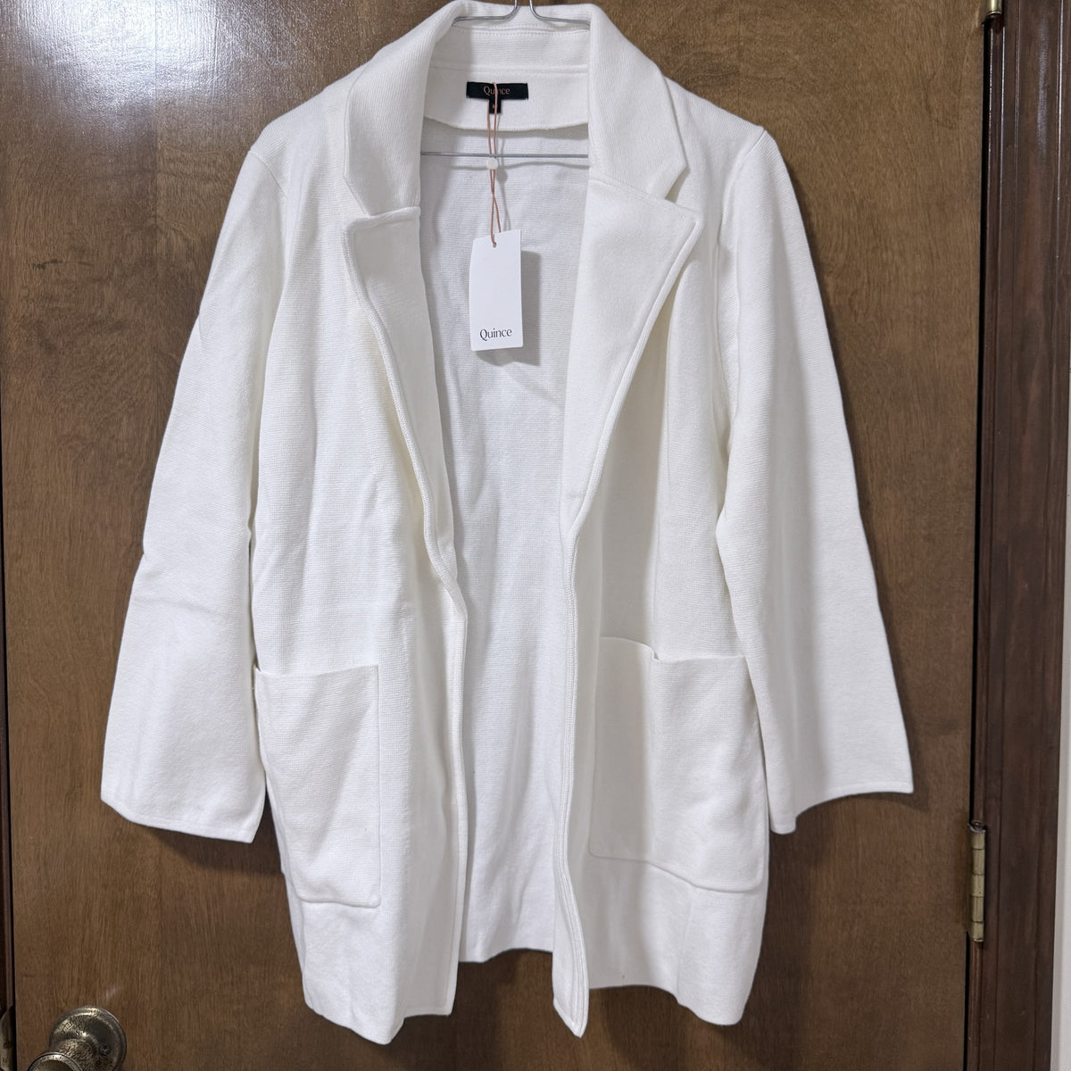 Quince 100% Organic Cotton Knit Blazer Ivory Women's M - view 1 of 12