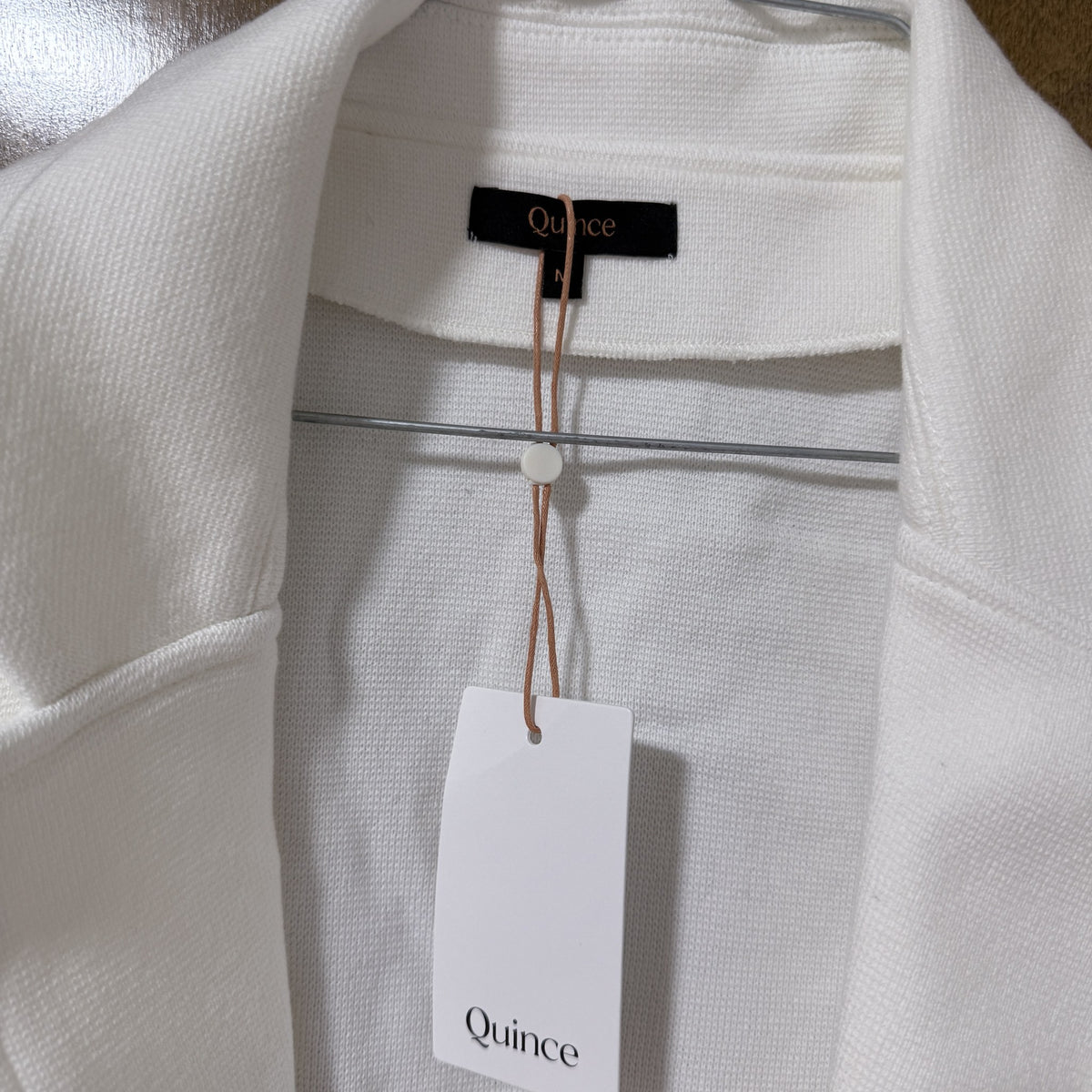 Quince 100% Organic Cotton Knit Blazer Ivory Women's M - view 2 of 12
