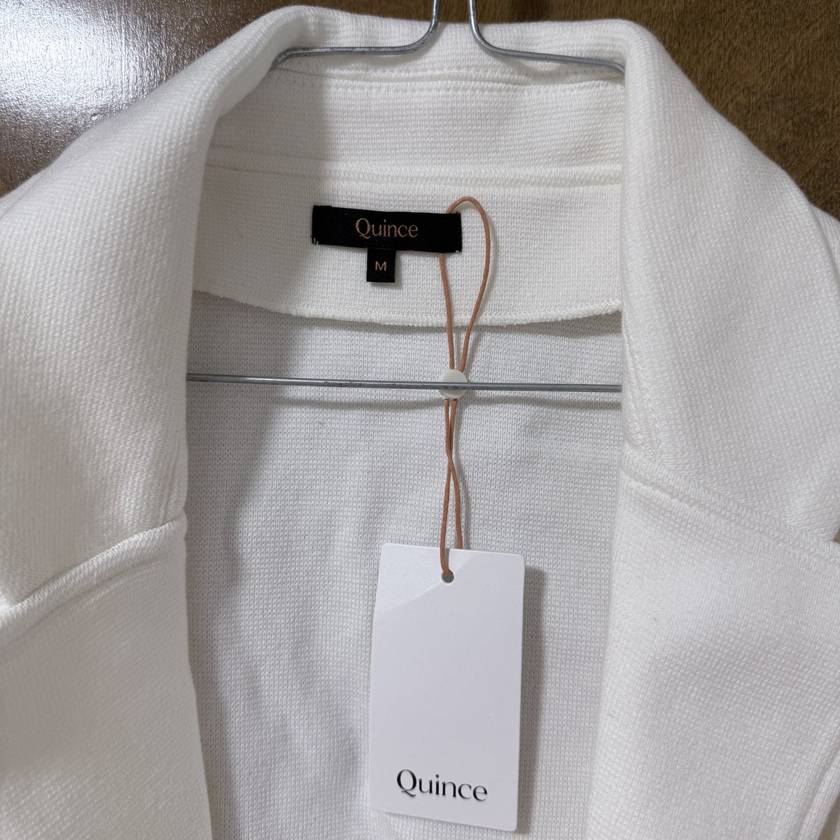 Quince 100% Organic Cotton Knit Blazer Ivory Women's M - view 3 of 12
