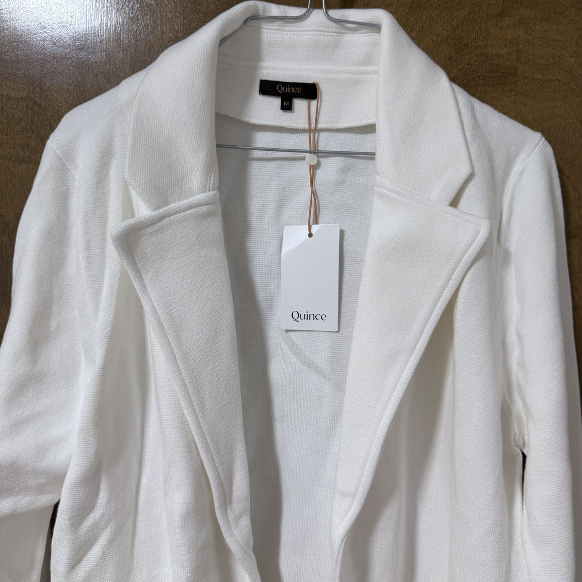 Quince 100% Organic Cotton Knit Blazer Ivory Women's M - view 6 of 12