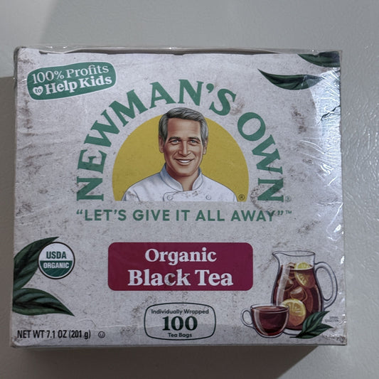 Newman's Own Organic Black Tea, 100 Wrapped Tea Bags, BB 05/2028 - view 1 of 8