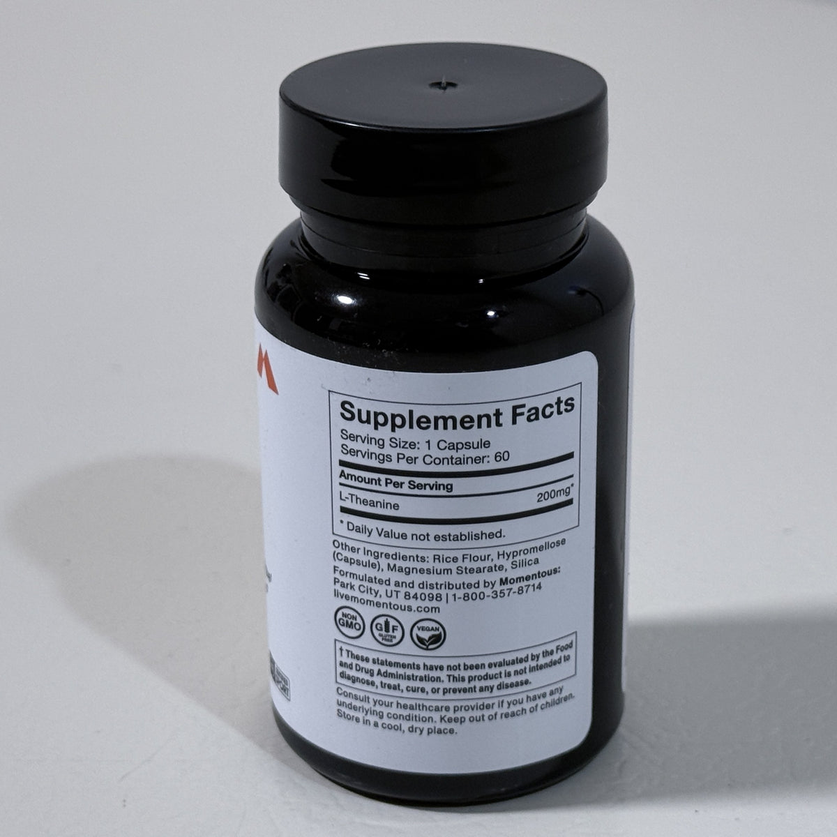 Momentous L-Theanine 200 mg, 60 Capsules, Exp 03/2028 - view 2 of 5