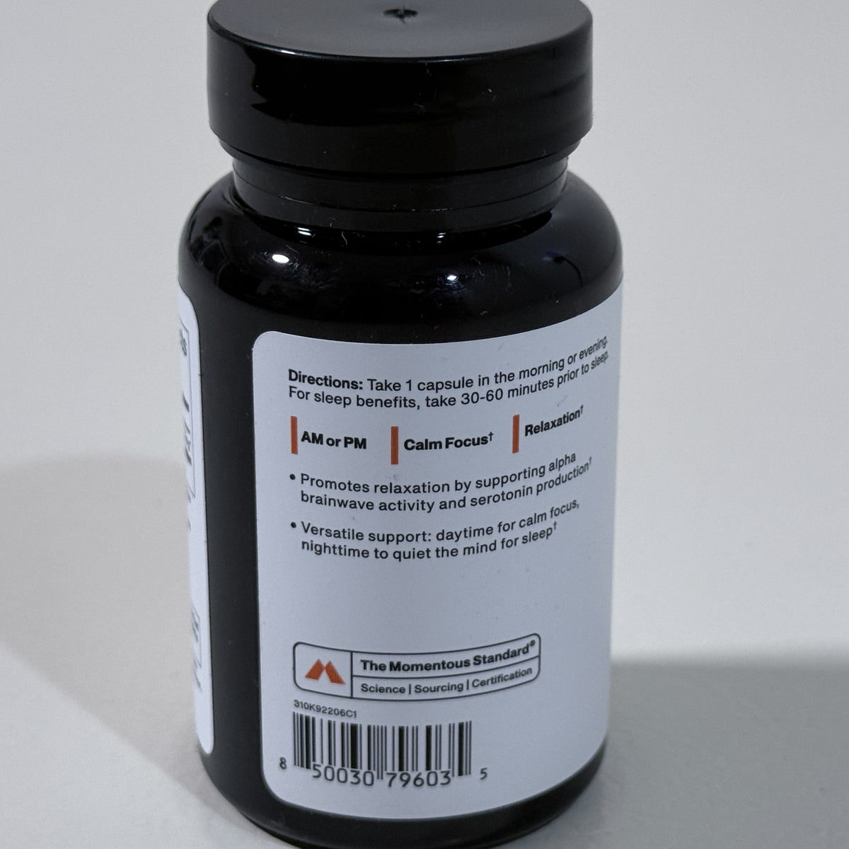 Momentous L-Theanine 200 mg, 60 Capsules, Exp 03/2028 - view 3 of 5