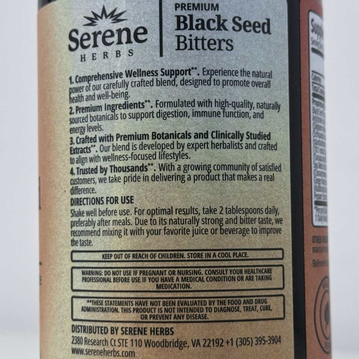 Serene Herbs Premium Black Seed Bitters, 16 fl oz, BB 07/2028 - view 3 of 6