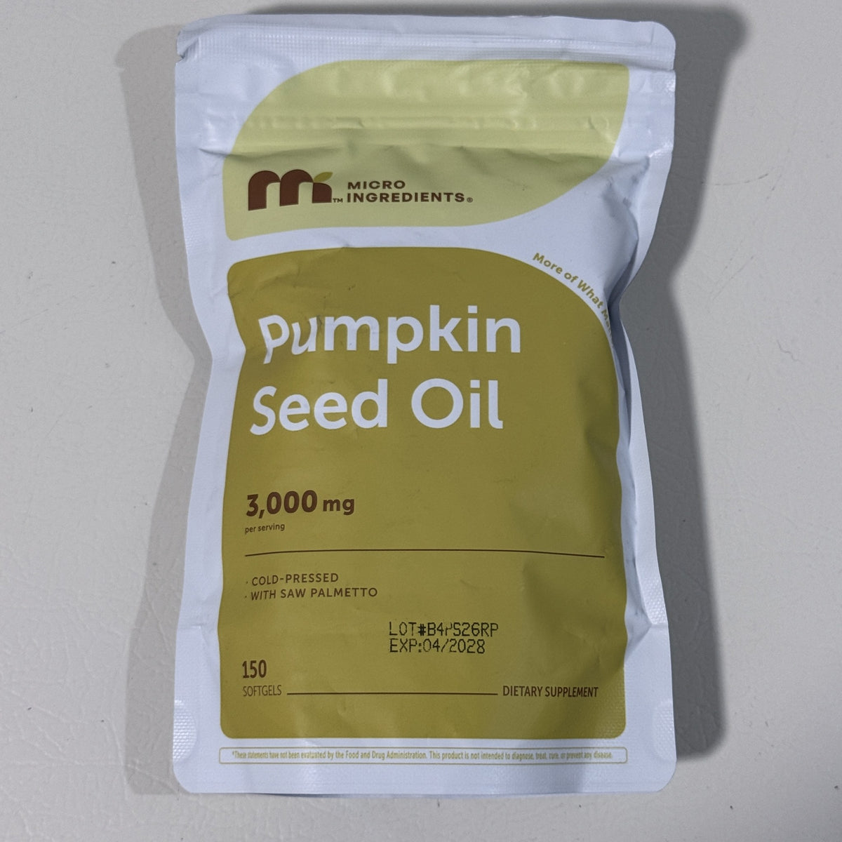 Micro Ingredients Pumpkin Seed Oil, 150 Softgels, Exp 04/2028 - view 2 of 3
